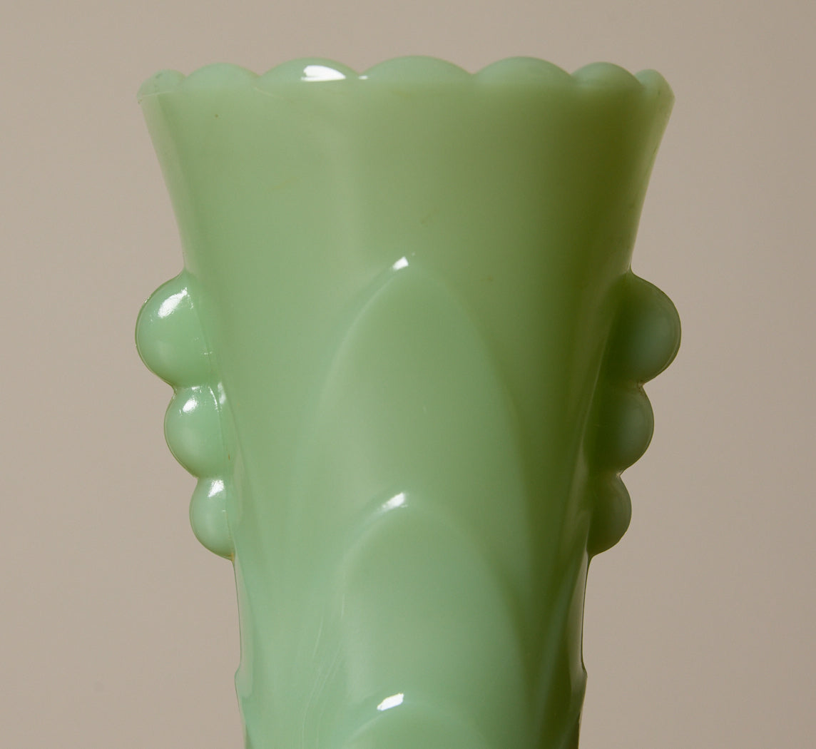 PAIR OF 1940S ART DECO PETITE JADEITE VASES