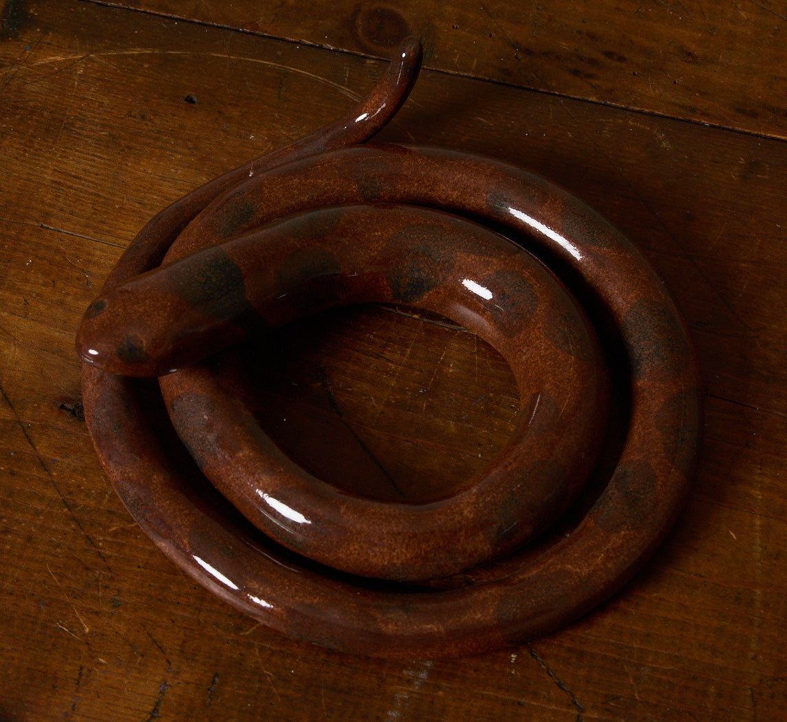 AMERICAN FOLK ART EARTHENWARE SNAKE