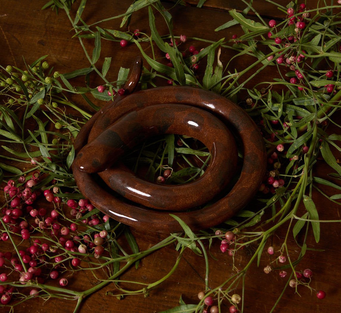 AMERICAN FOLK ART EARTHENWARE SNAKE