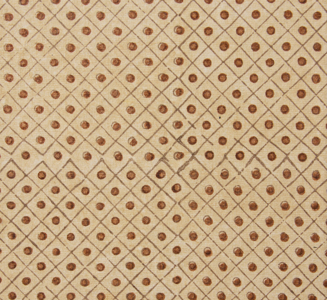 BLOCK PRINTED DOT & GRID HEXAGON COLLAPSIBLE BASKET IN OCHER