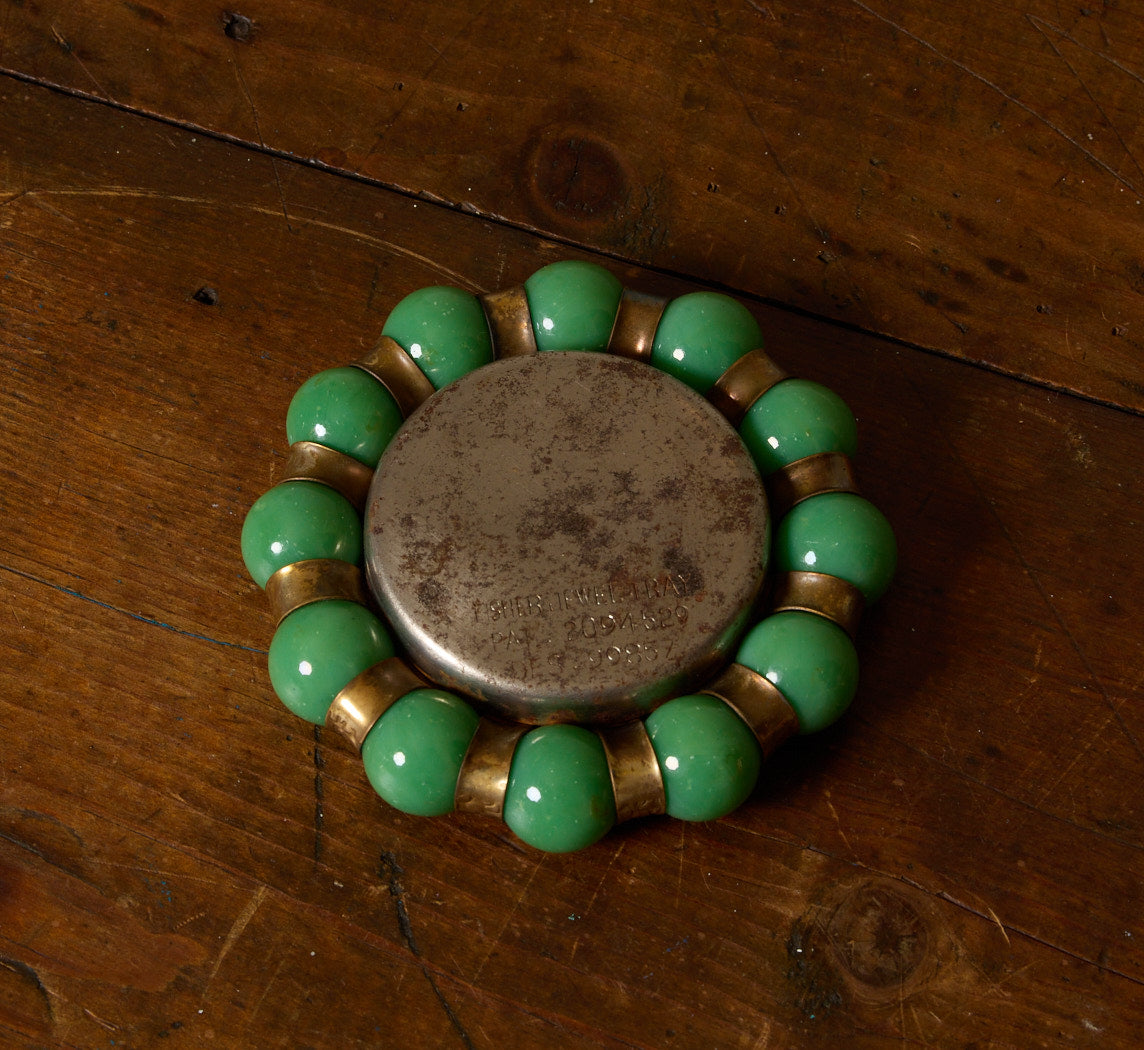 FISHER JEWELRY TRAY WITH HAMMERED BRASS AND JADE MARBLE