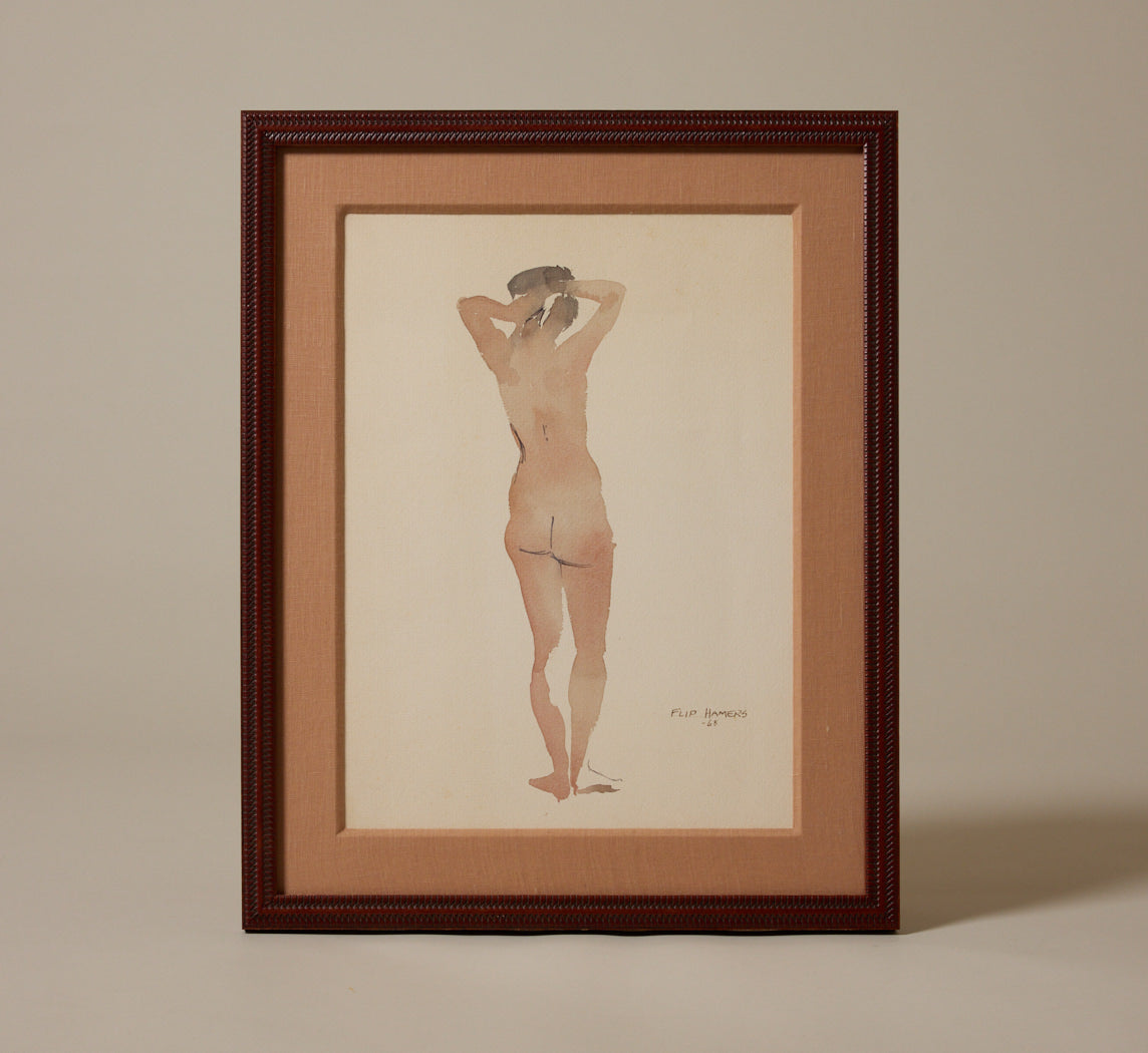 NUDE WATERCOLOR BY FLIP HAMERS CIRCA 1965