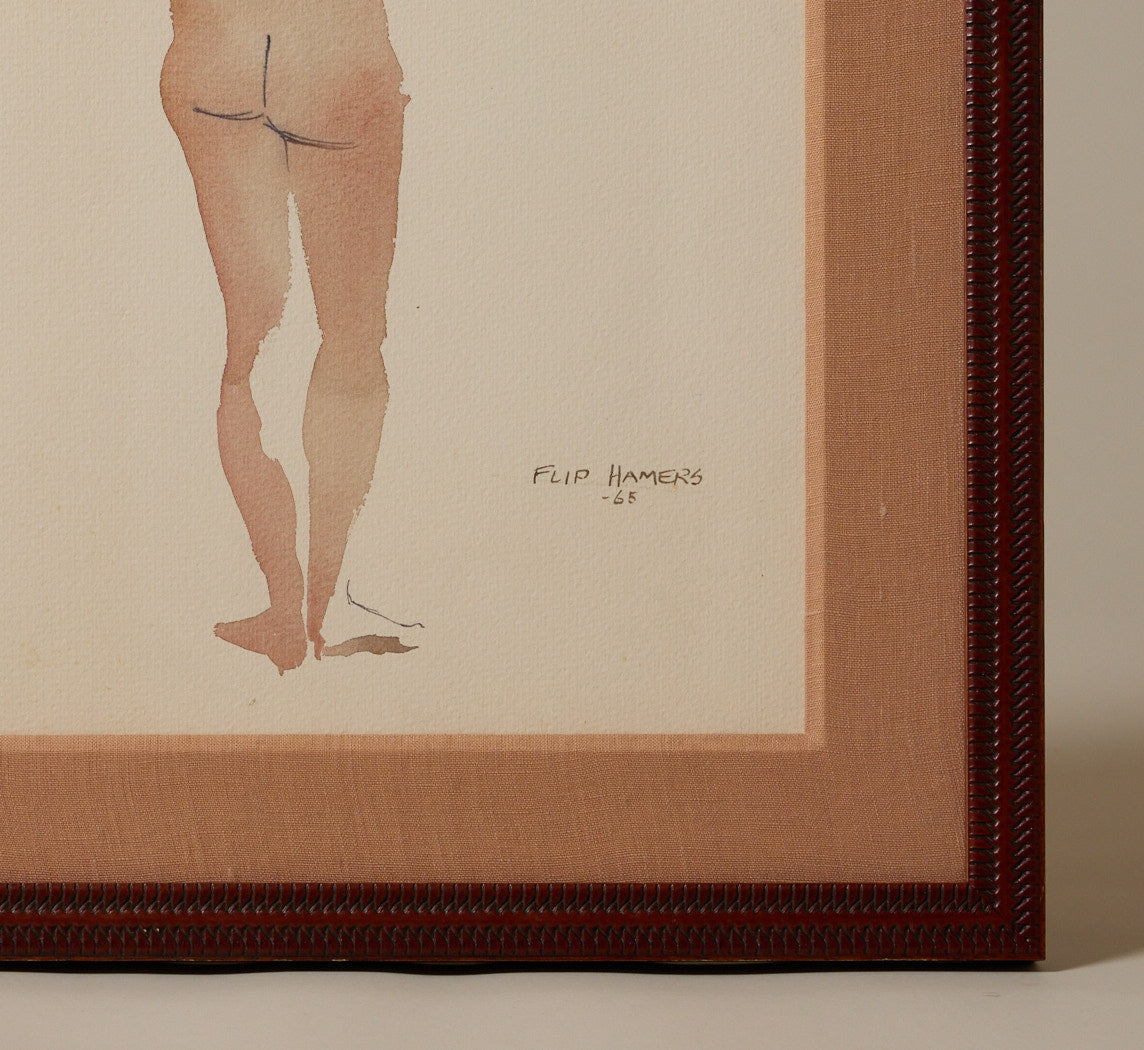 NUDE WATERCOLOR BY FLIP HAMERS CIRCA 1965
