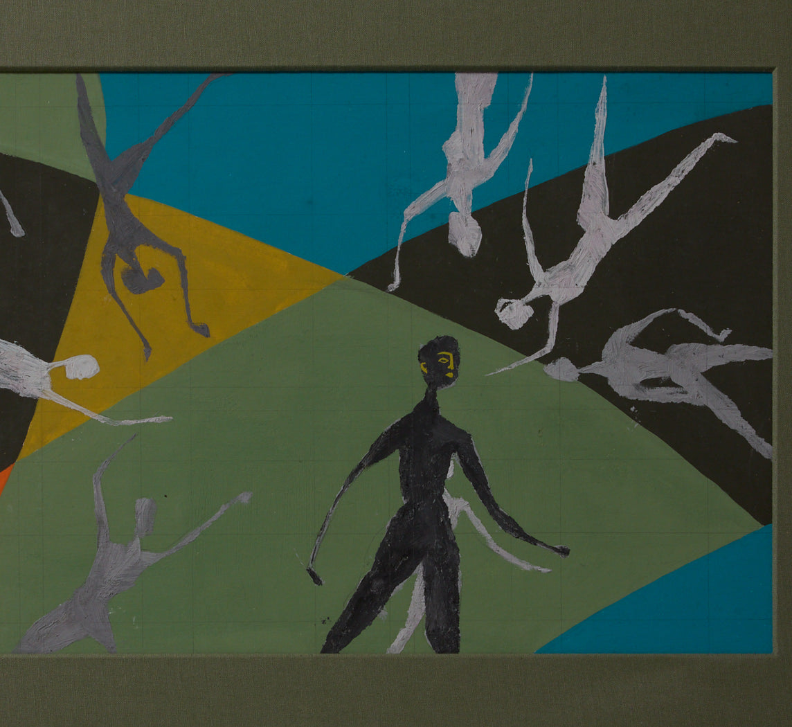 VINTAGE FRENCH MODERNIST PAINTING IN GOUACHE "DANSER LES FORMES"