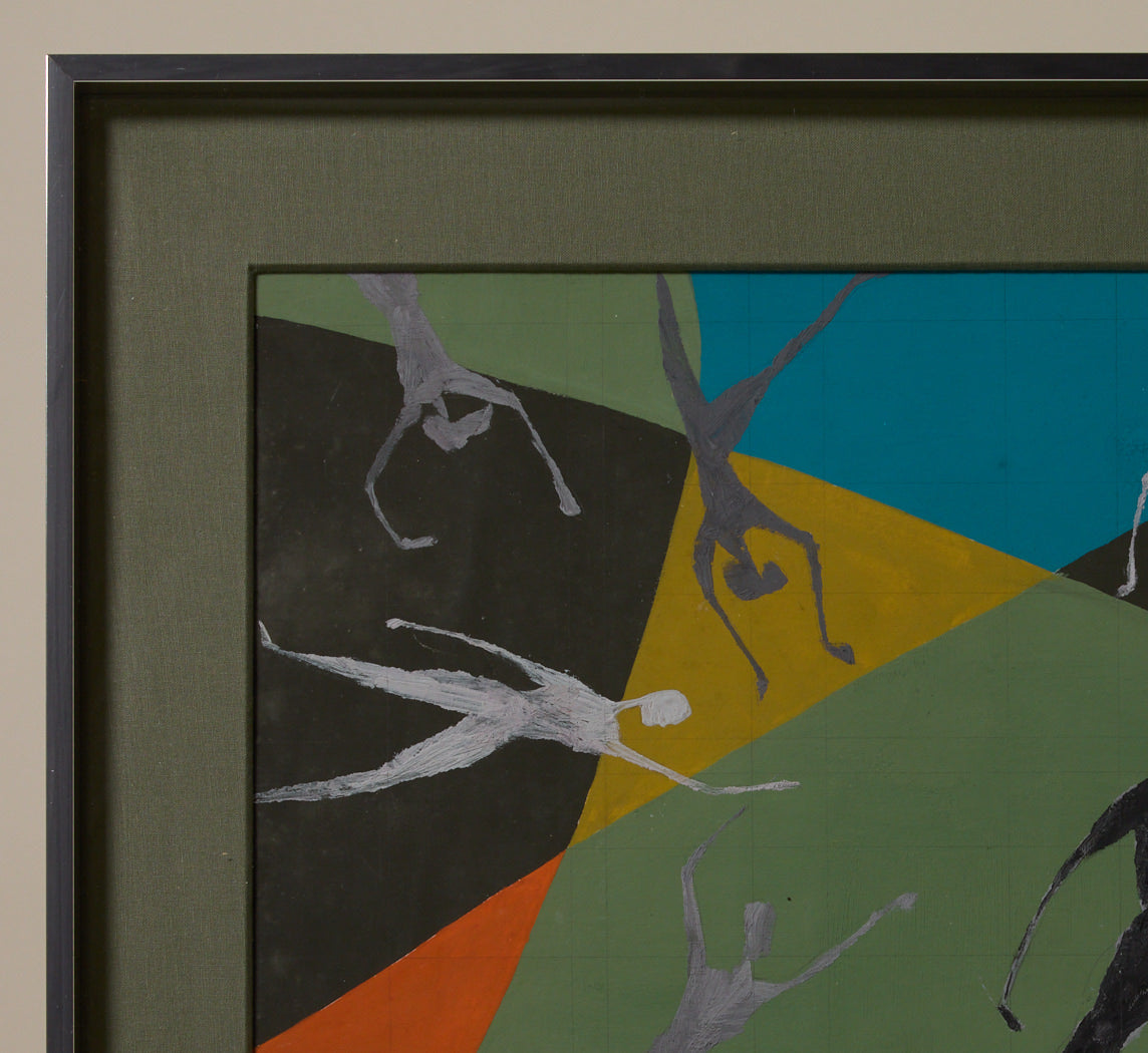 VINTAGE FRENCH MODERNIST PAINTING IN GOUACHE "DANSER LES FORMES"