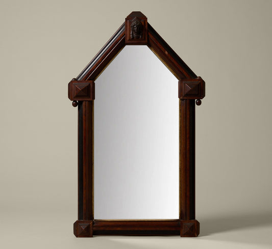 19TH CENTURY AMERICAN WALNUT GODDESS MIRROR IN THE STYLE OF JOHN JELLIFF