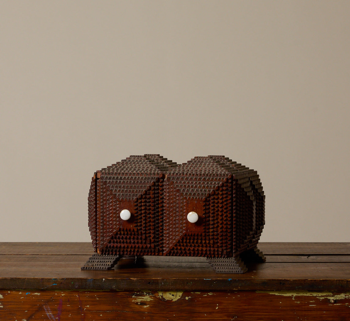 TRAMP ART STORAGE CHEST WITH DRAWER