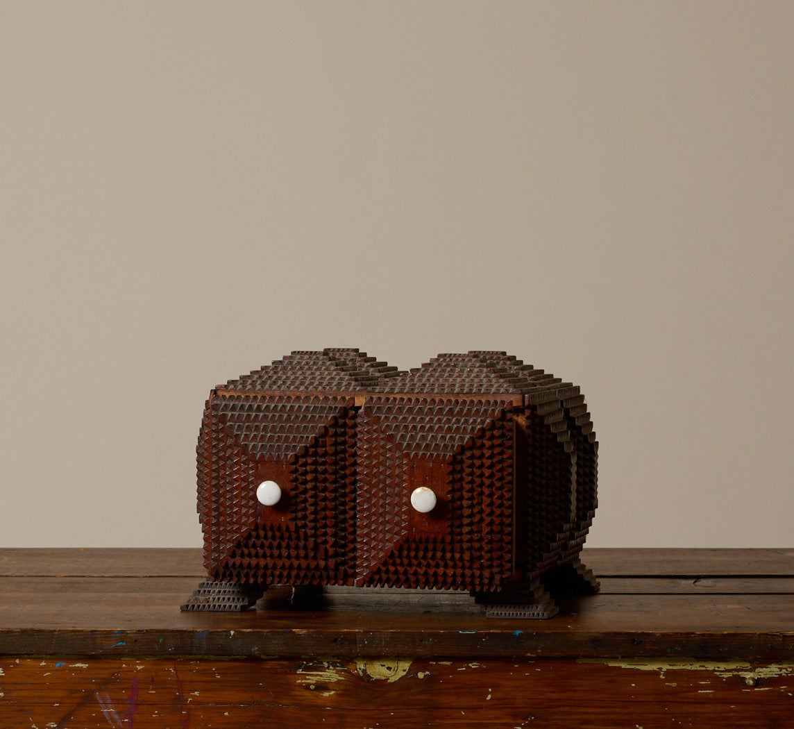 TRAMP ART STORAGE CHEST WITH DRAWER