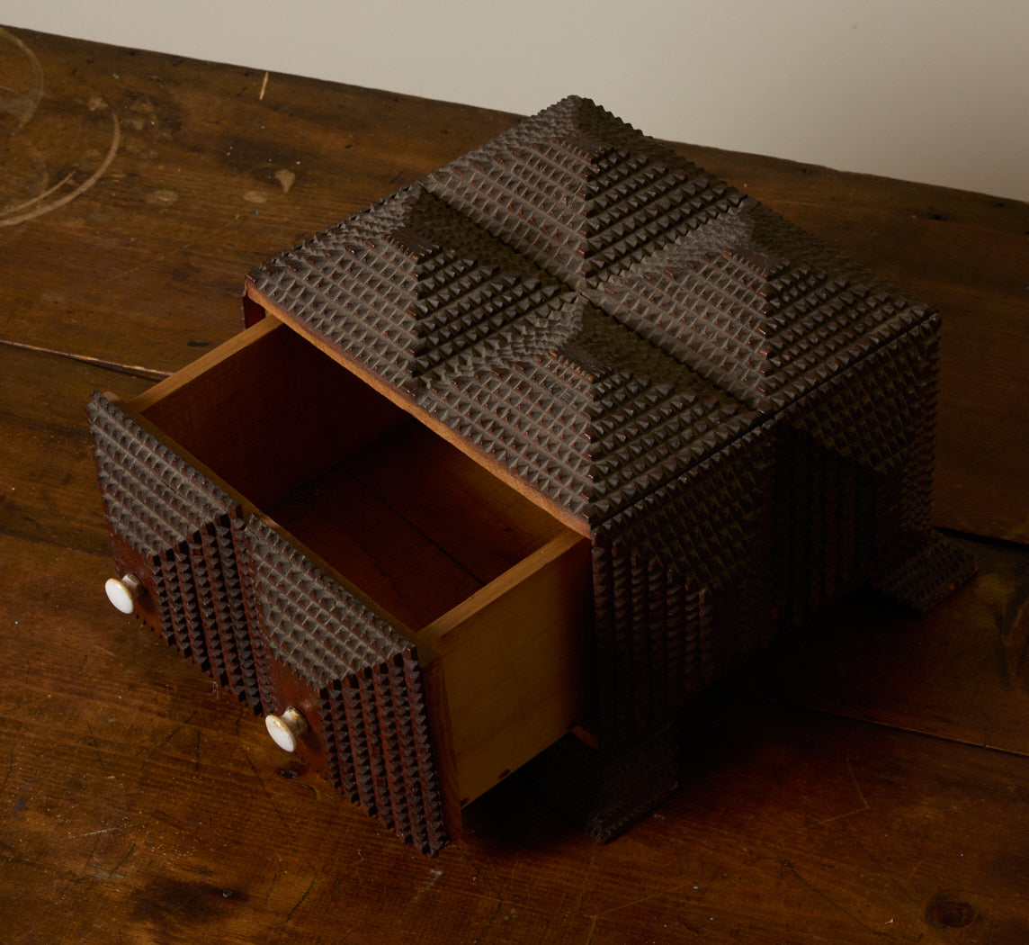 TRAMP ART STORAGE CHEST WITH DRAWER