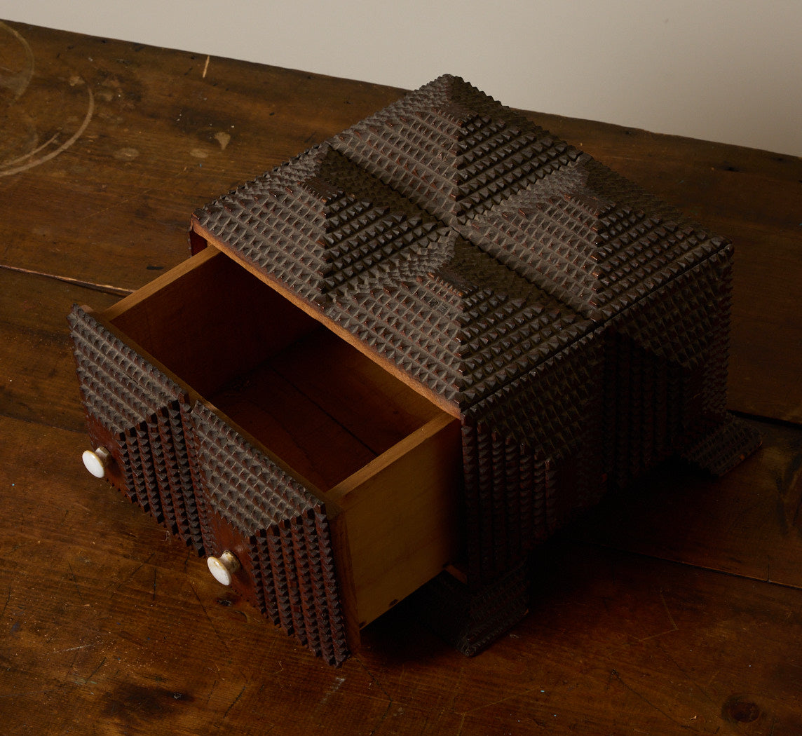 TRAMP ART STORAGE CHEST WITH DRAWER