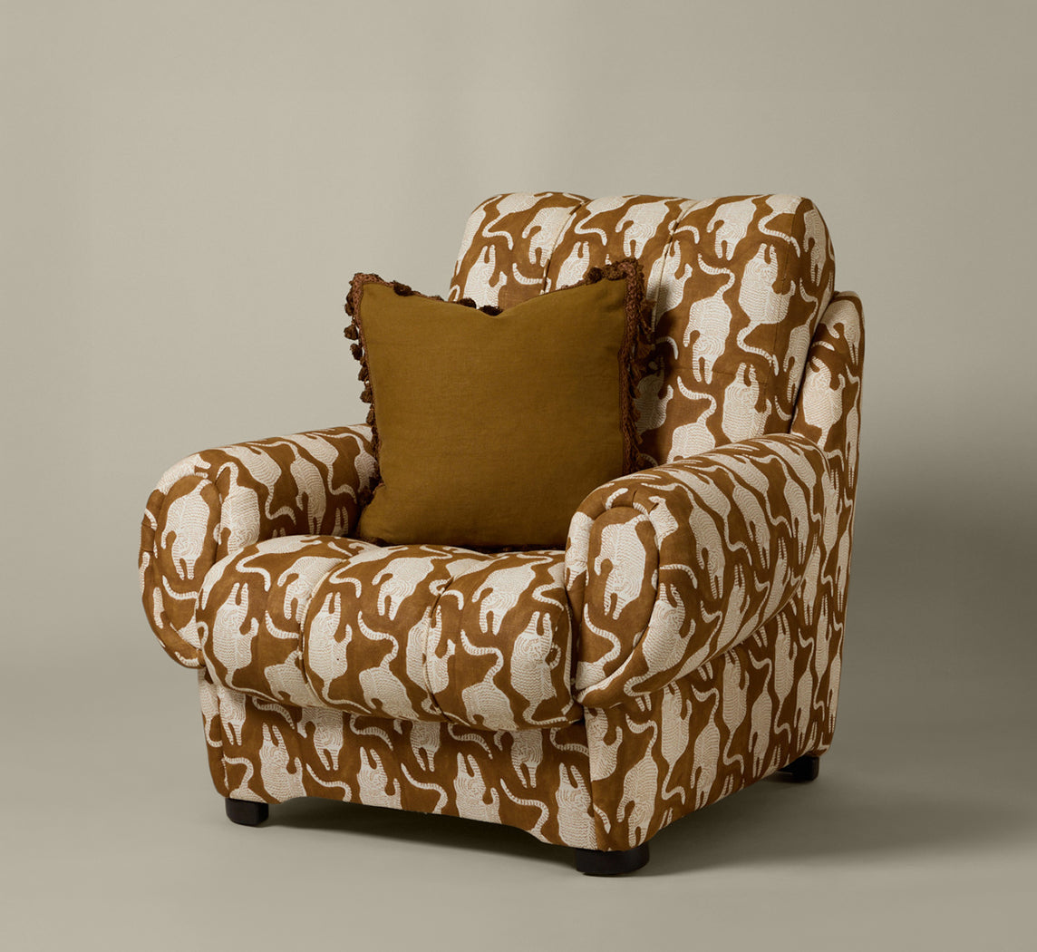 PIERCE & WARD VITTI CHAIR IN VINTAGE TIGER BLOCK PRINT