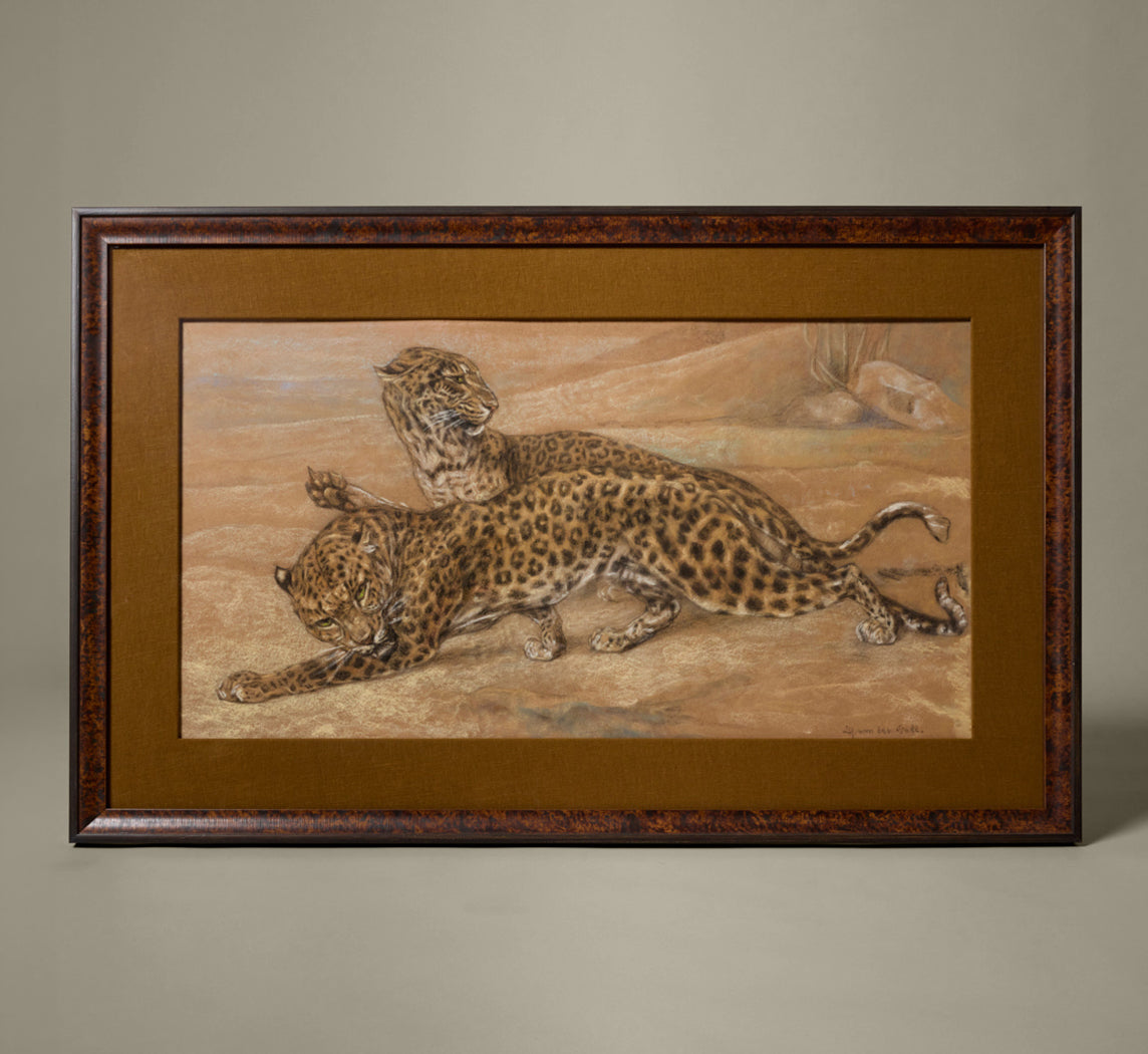 C. 1920S PAIR OF LEOPARDS IN PASTEL