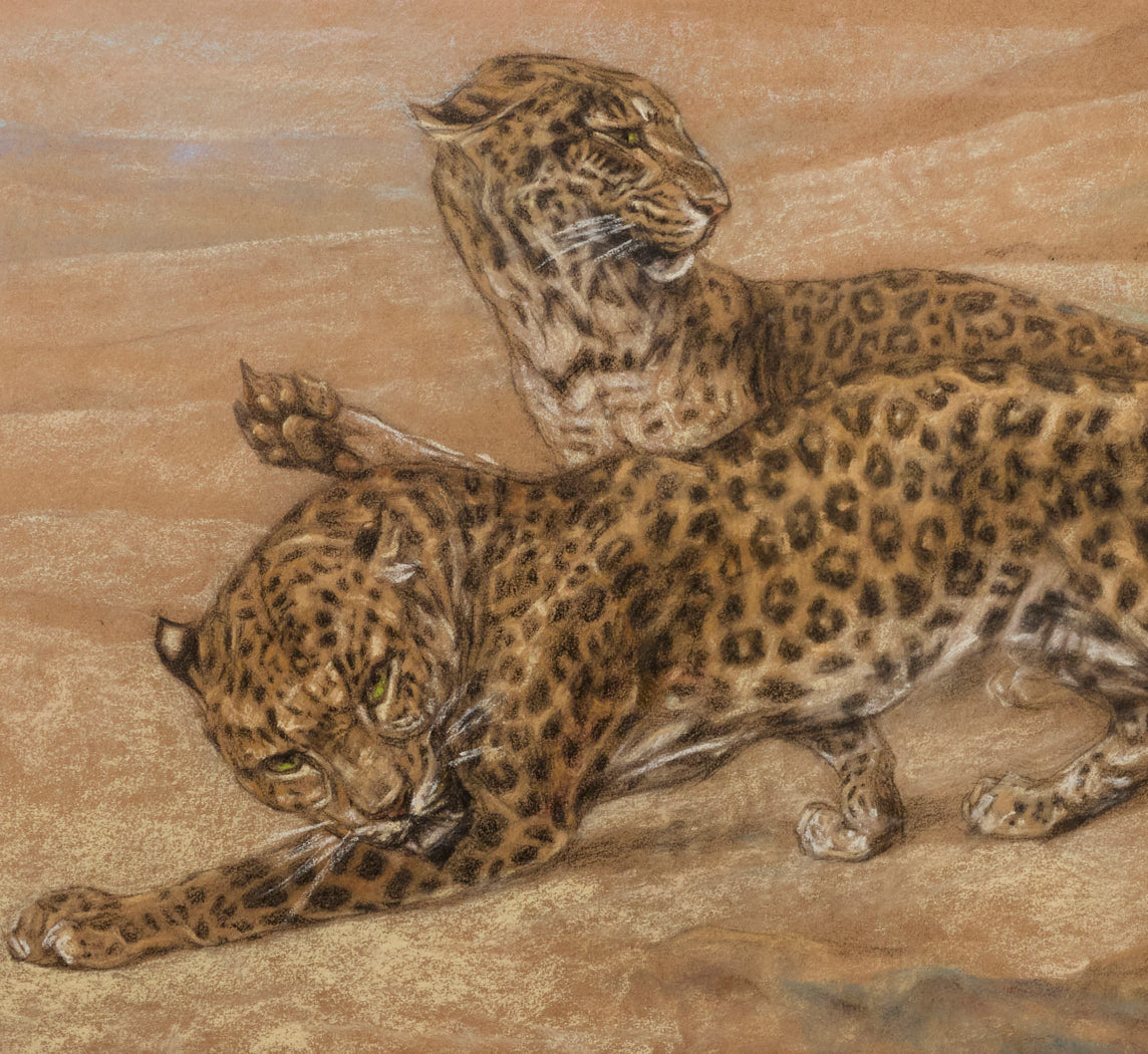 C. 1920S PAIR OF LEOPARDS IN PASTEL