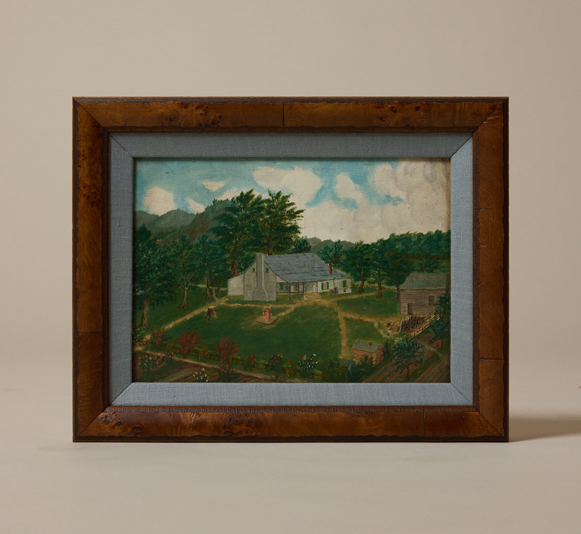 19TH CENTURY AMERICAN FOLK ART HOMESTEAD SCENE