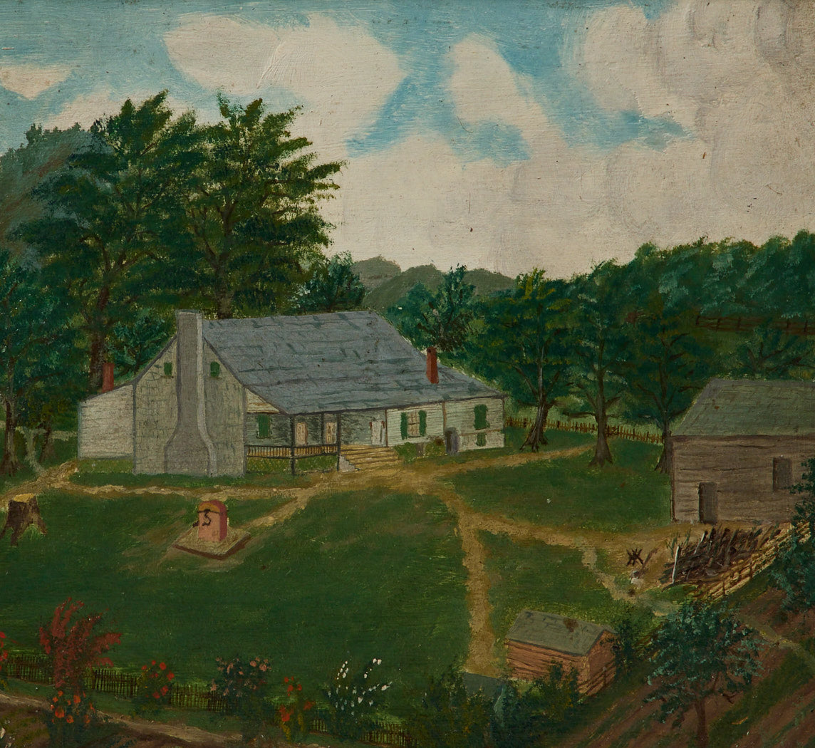 19TH CENTURY AMERICAN FOLK ART HOMESTEAD SCENE