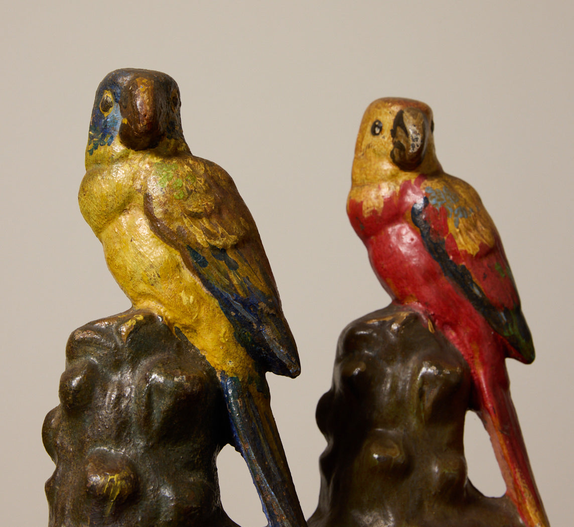 PAIR OF ANTIQUE PARROT BOOKENDS