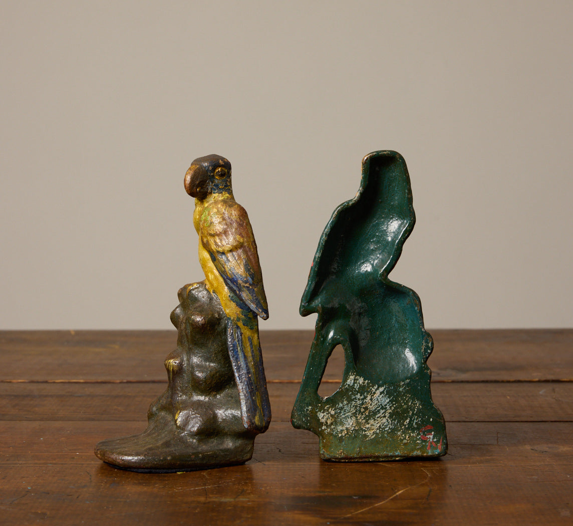 PAIR OF ANTIQUE PARROT BOOKENDS