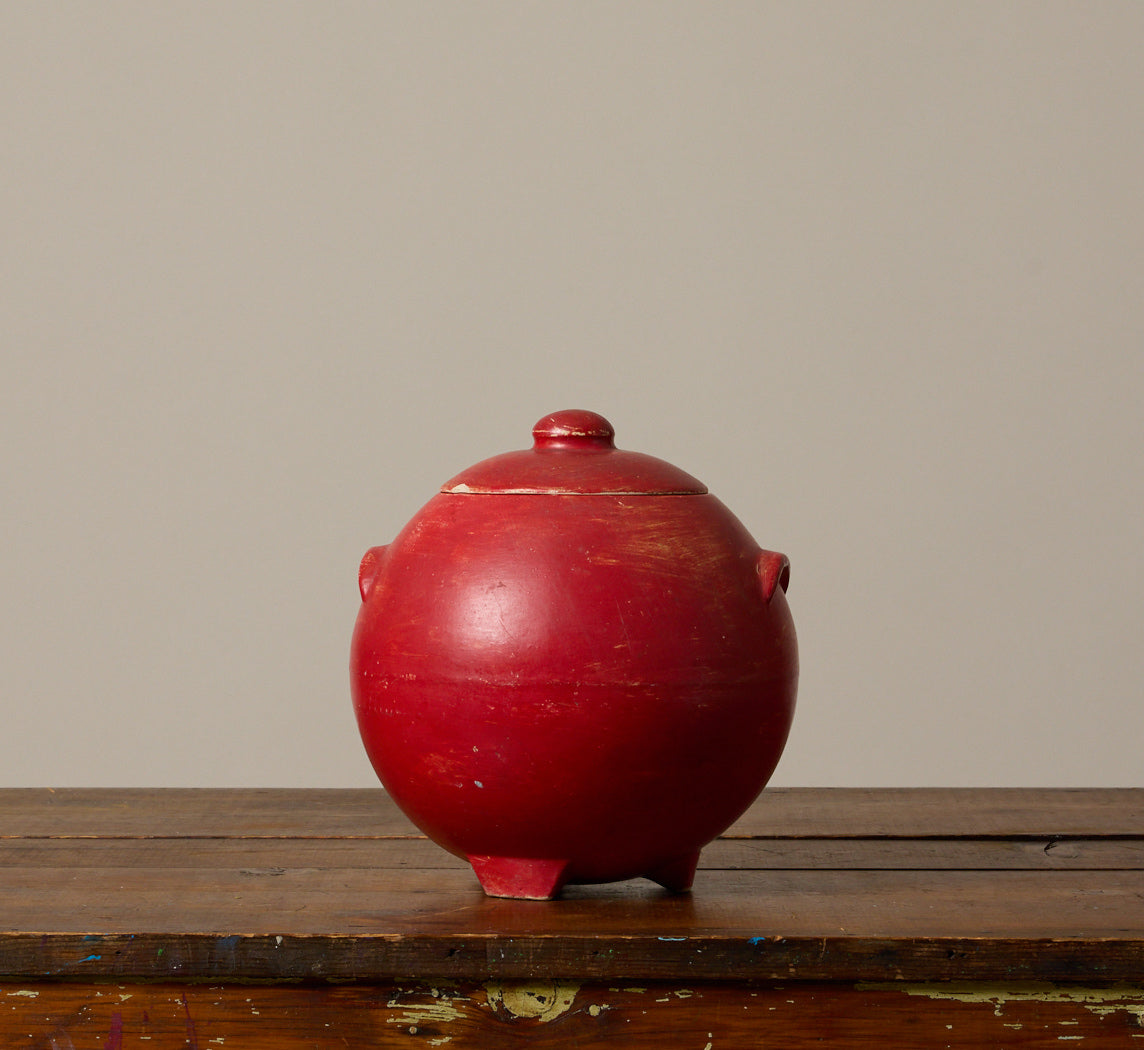 1940S RED STONEWARE ORB JAR