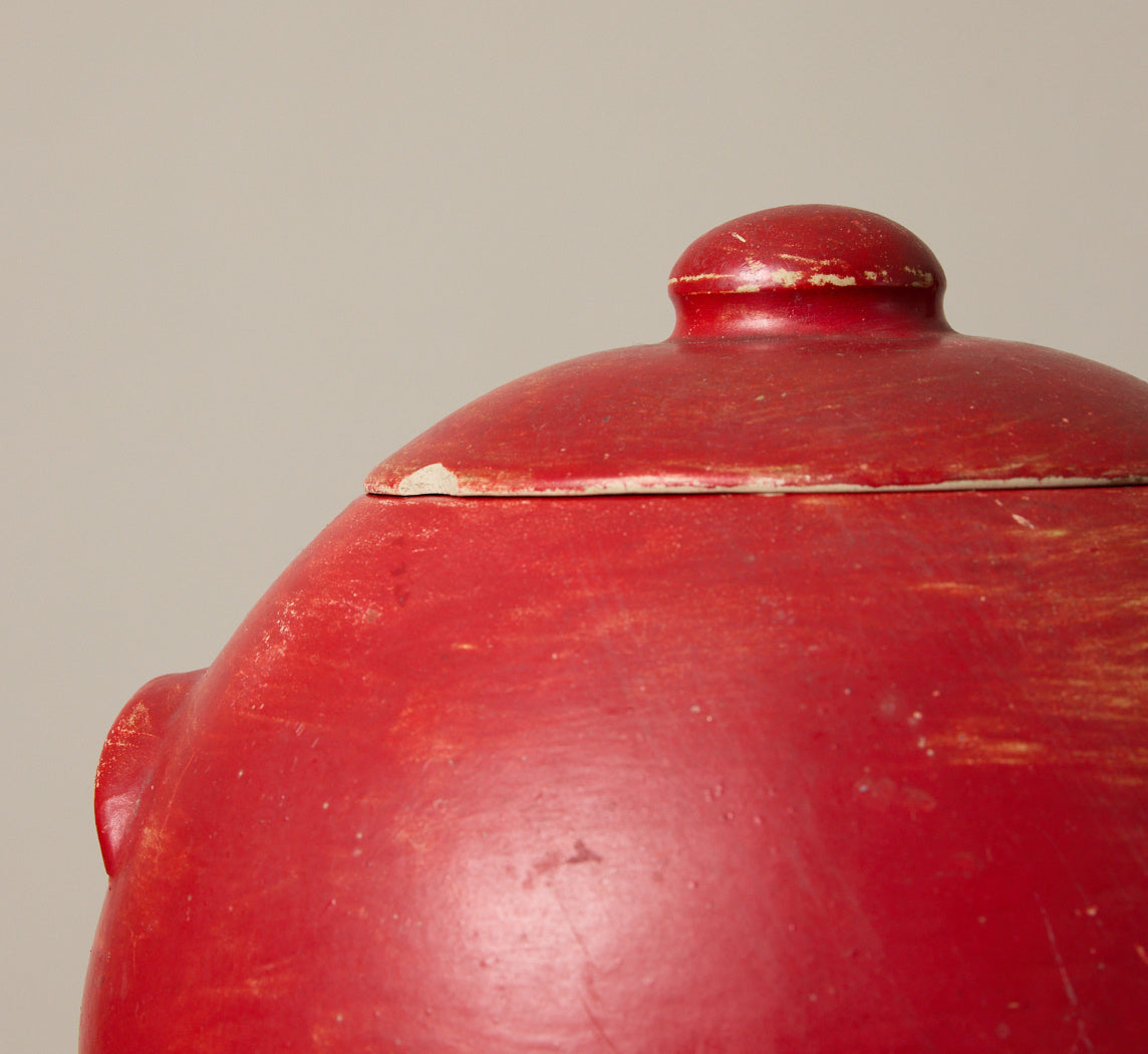 1940S RED STONEWARE ORB JAR