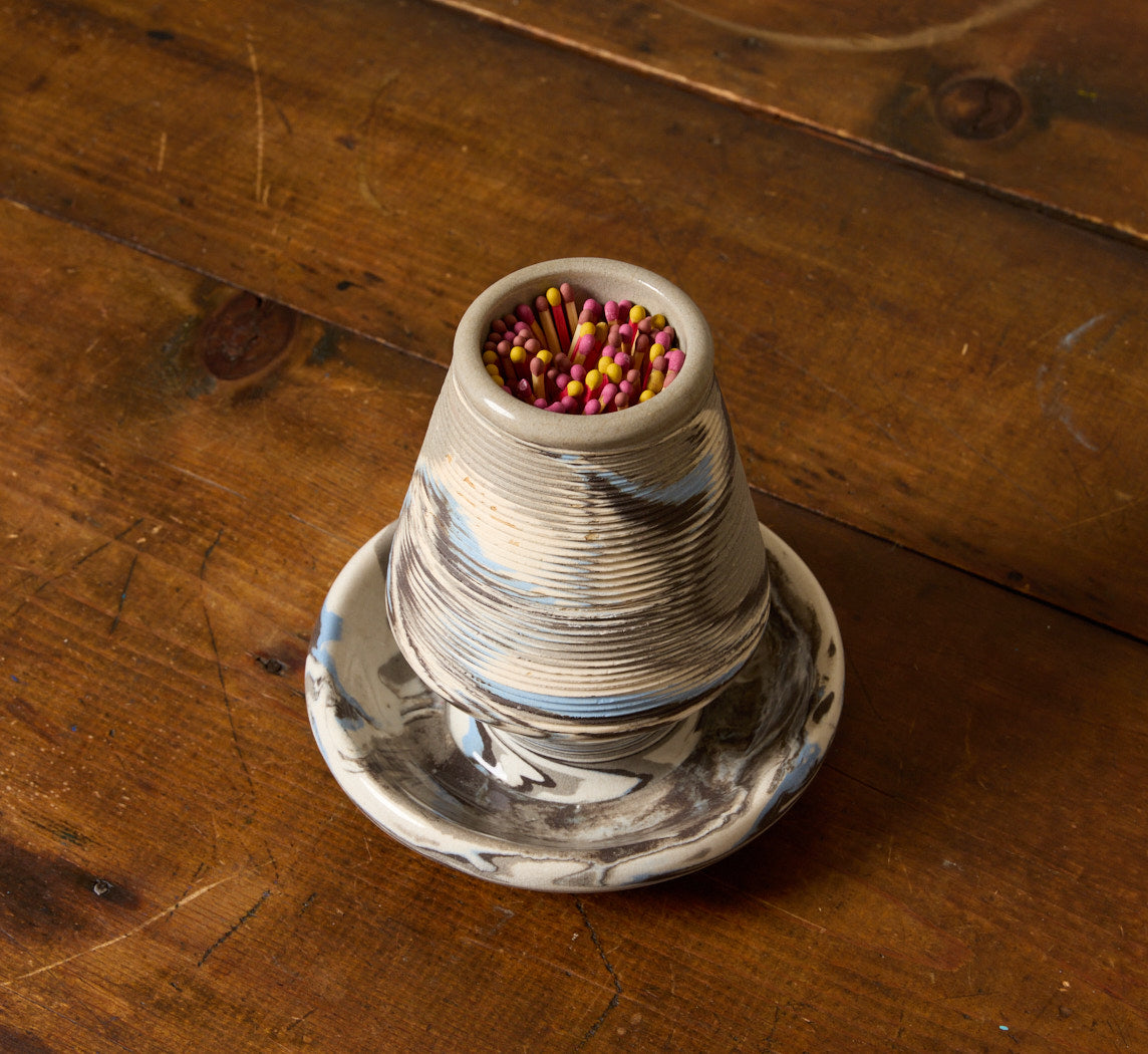 MARBLED STONEWARE MATCH STRIKER, C. 1910S