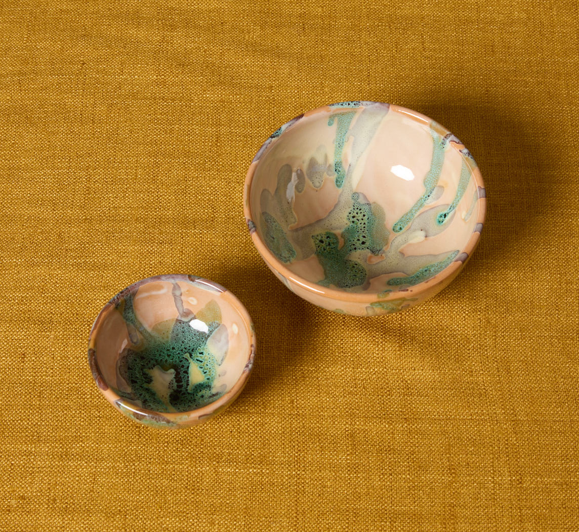 OIL& SALT DISH SET BY IL BUCO VITA IN ETRUSCA VERDE