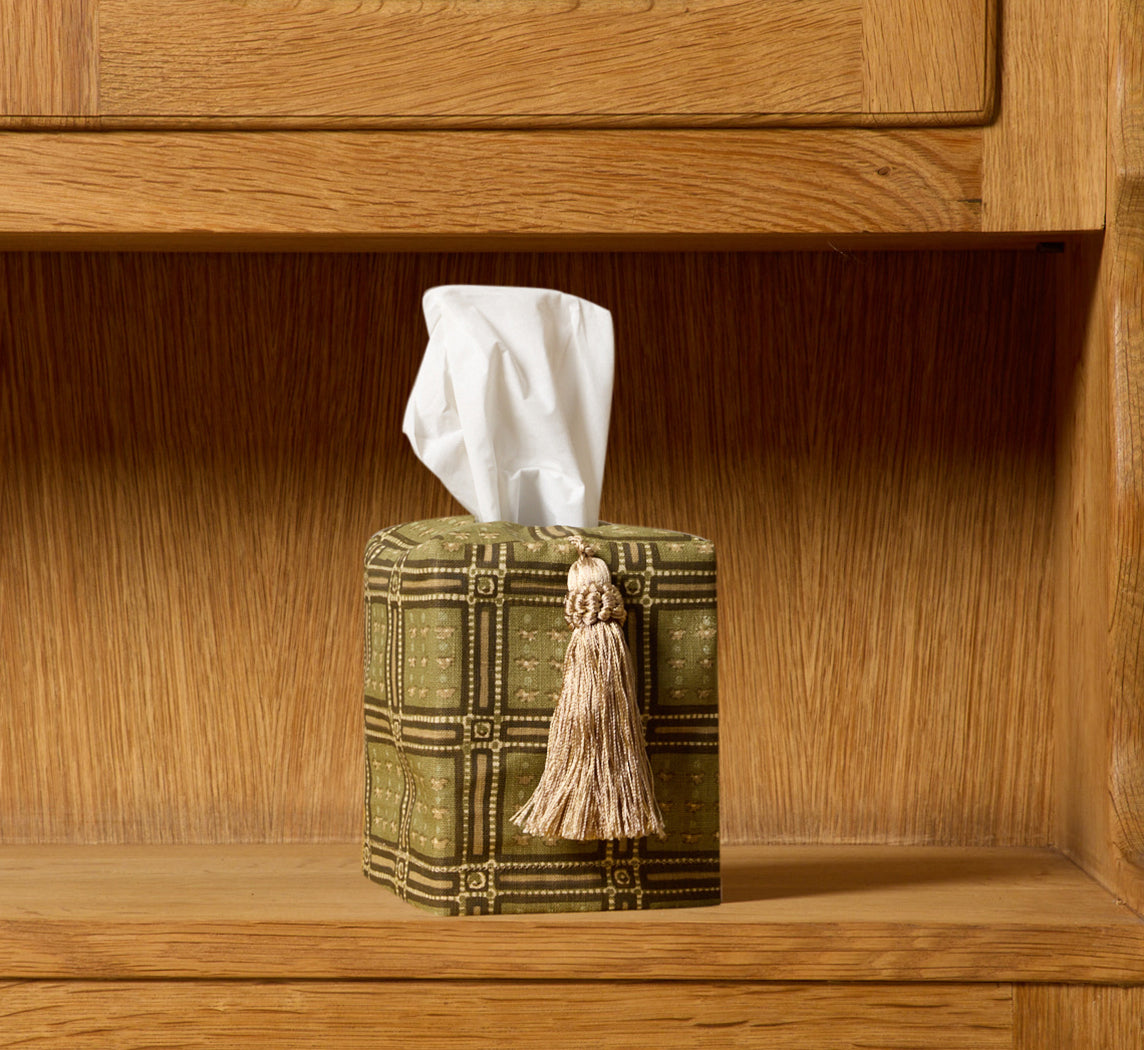 PIERCE & WARD GARDEN CHECK TISSUE BOX COVER