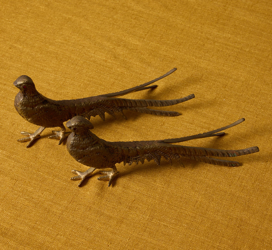 PAIR OF VINTAGE BRASS PHEASANTS I