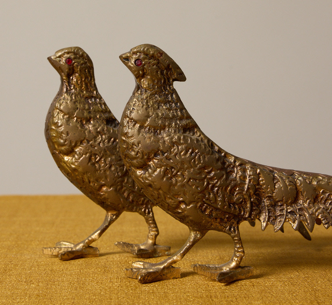 PAIR OF VINTAGE BRASS PHEASANTS I