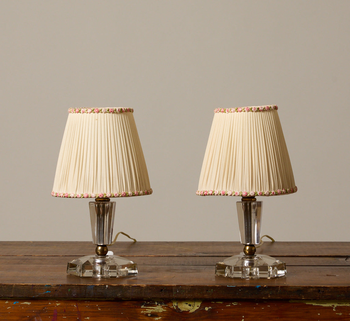 PAIR OF VINTAGE ITALIAN CRYSTAL TABLE LAMPS