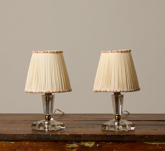 PAIR OF VINTAGE ITALIAN CRYSTAL TABLE LAMPS