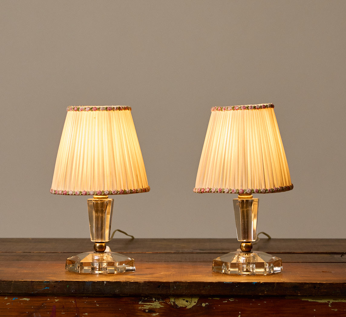 PAIR OF VINTAGE ITALIAN CRYSTAL TABLE LAMPS