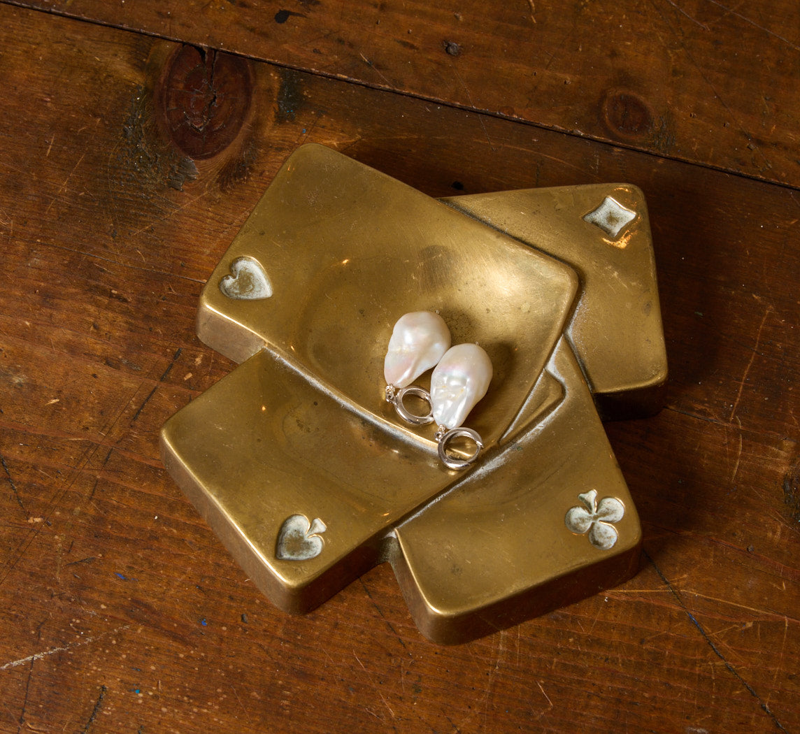 1960S ITALIAN BRASS PLAYING CARD TRINKET DISH