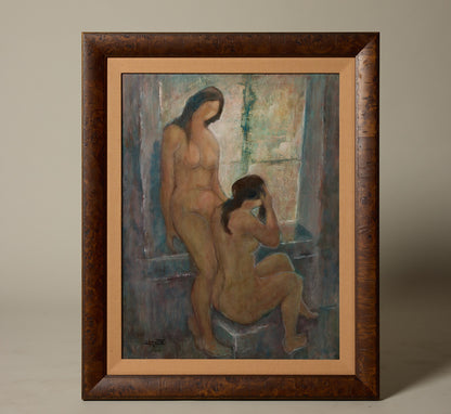 VINTAGE FRENCH NUDE OF BATHING WOMEN BY LEON LAMOTTE (1912-2011)