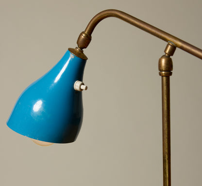 RARE MIDCENTURY ITALIAN DESK LAMP WITH GLASS BASE