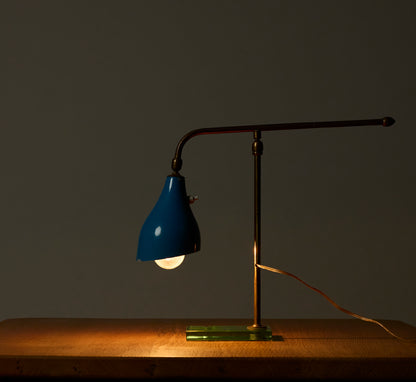 RARE MIDCENTURY ITALIAN DESK LAMP WITH GLASS BASE