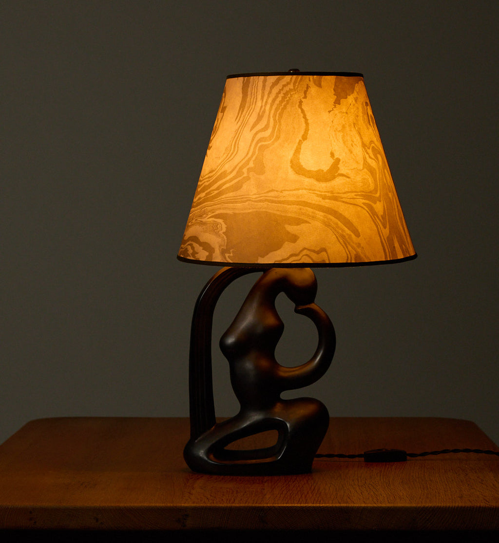 VINTAGE POST MODERN LAMP WITH SUMINAGASHI SHADE