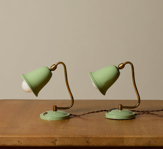 1950S ITALIAN SAGE GREEN BELL TABLE LAMPS