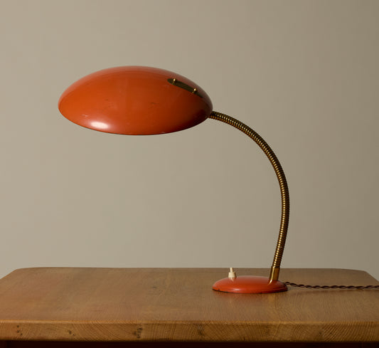 1950S GERMAN ORANGE LACQUERED TABLE LAMP