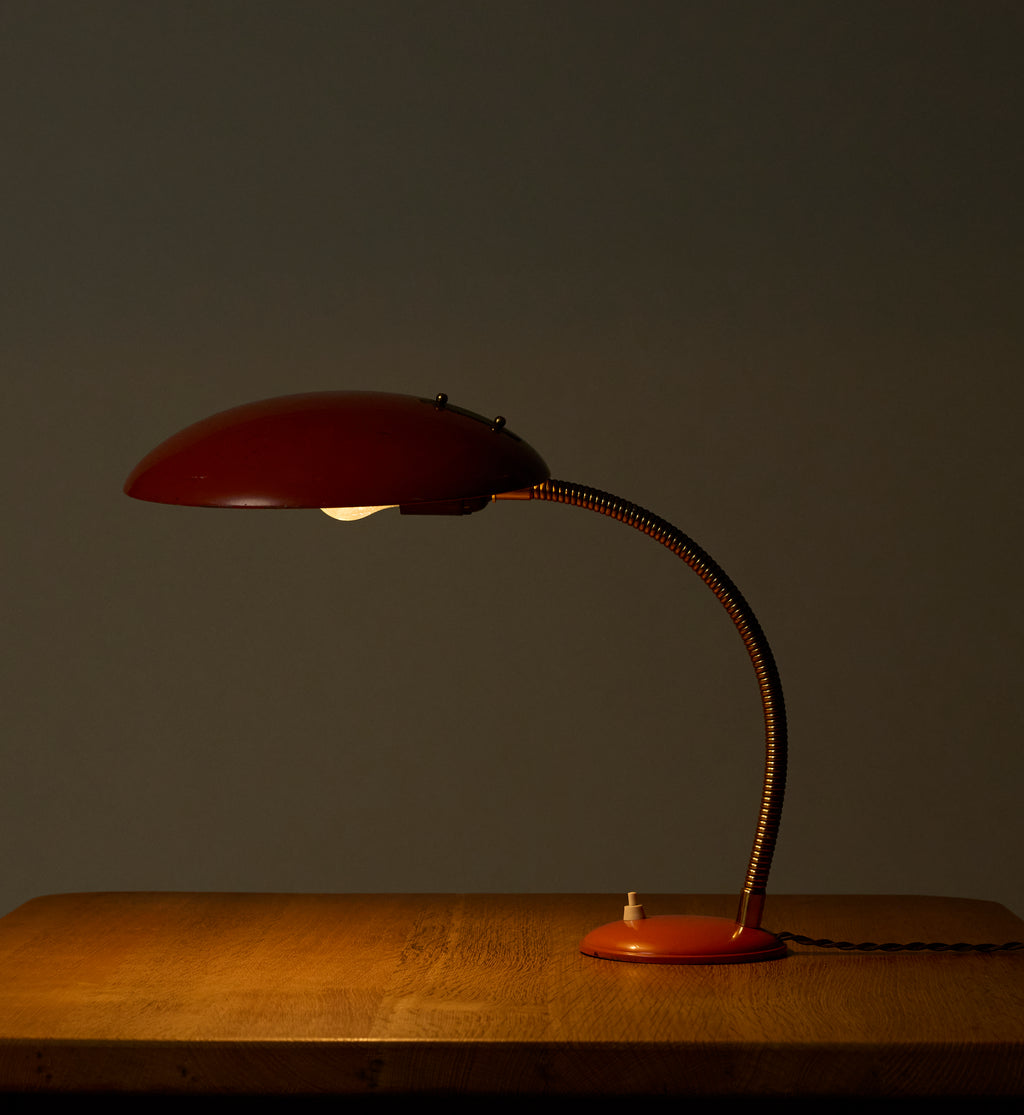 1950S GERMAN ORANGE LACQUERED TABLE LAMP