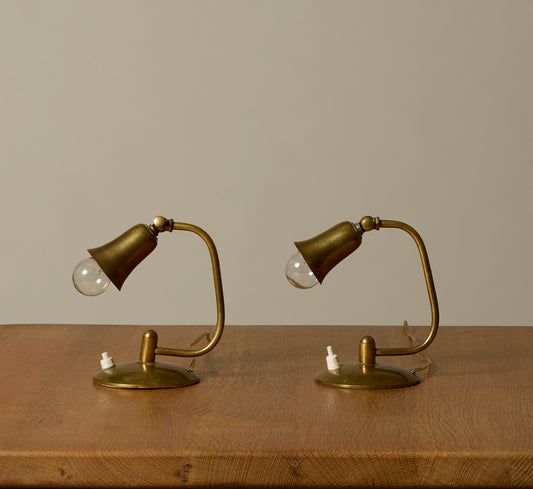 PAIR OF PETITE MIDCENTURY ITALIAN BRASS LAMPS