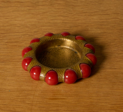 FISHER JEWELRY TRAY WITH HAMMERED BRASS AND MAROON MARBLE I