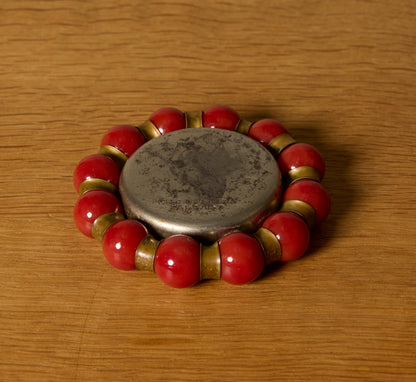 FISHER JEWELRY TRAY WITH HAMMERED BRASS AND MAROON MARBLE I