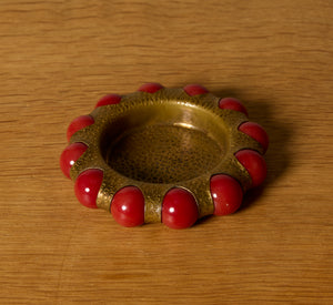 FISHER JEWELRY TRAY WITH HAMMERED BRASS AND MAROON MARBLE II