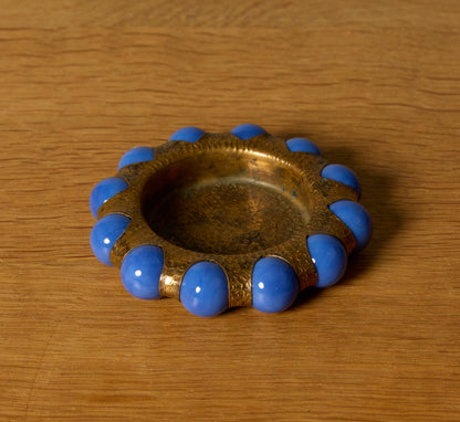 FISHER JEWELRY TRAY WITH HAMMERED BRASS AND BLUE MARBLE