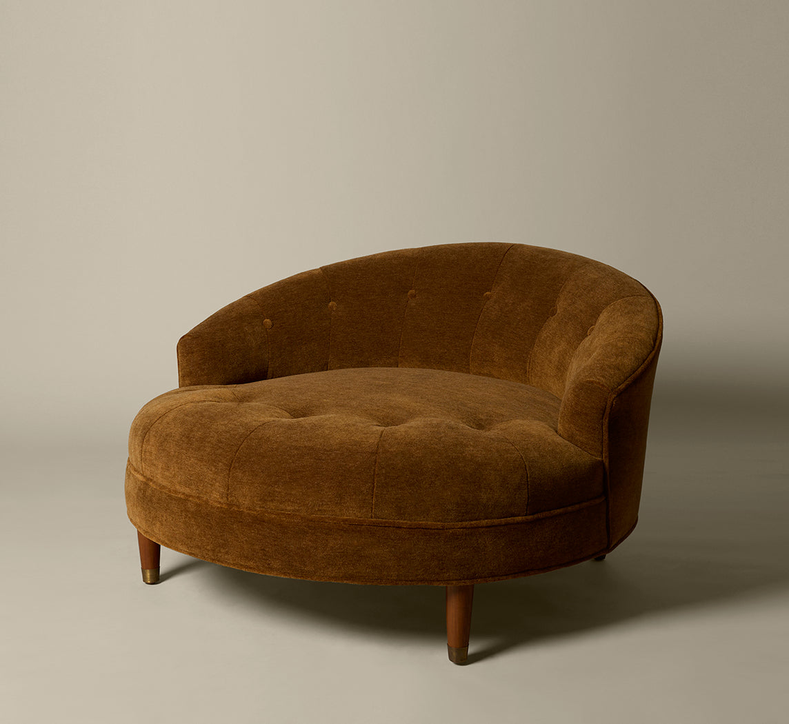 MILO BAUGHMAN STYLE CUDDLE CHAIR IN HONEY MOHAIR