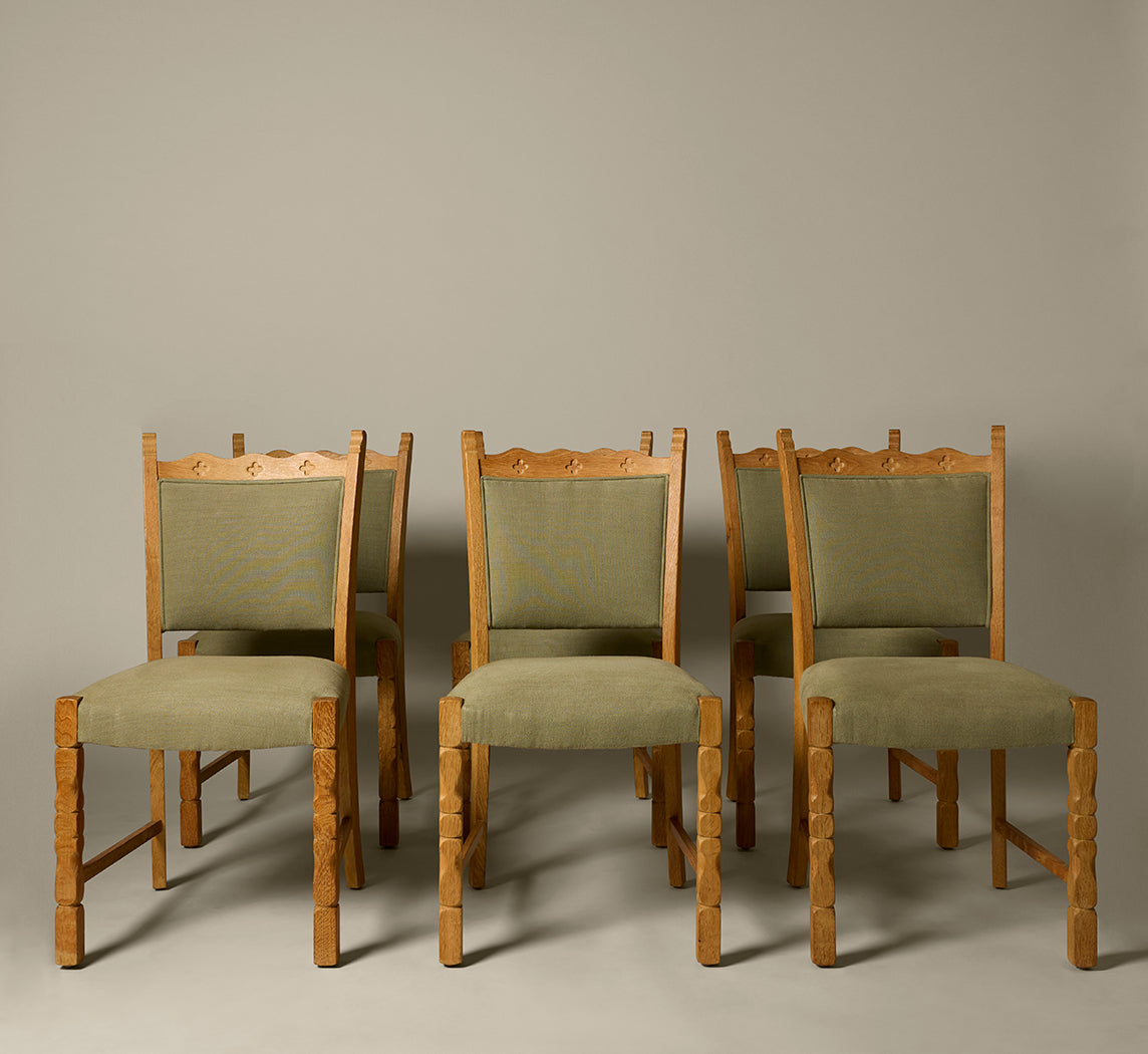 OAK DINING CHAIRS IN THE MANNER OF KJAERNULF (6)