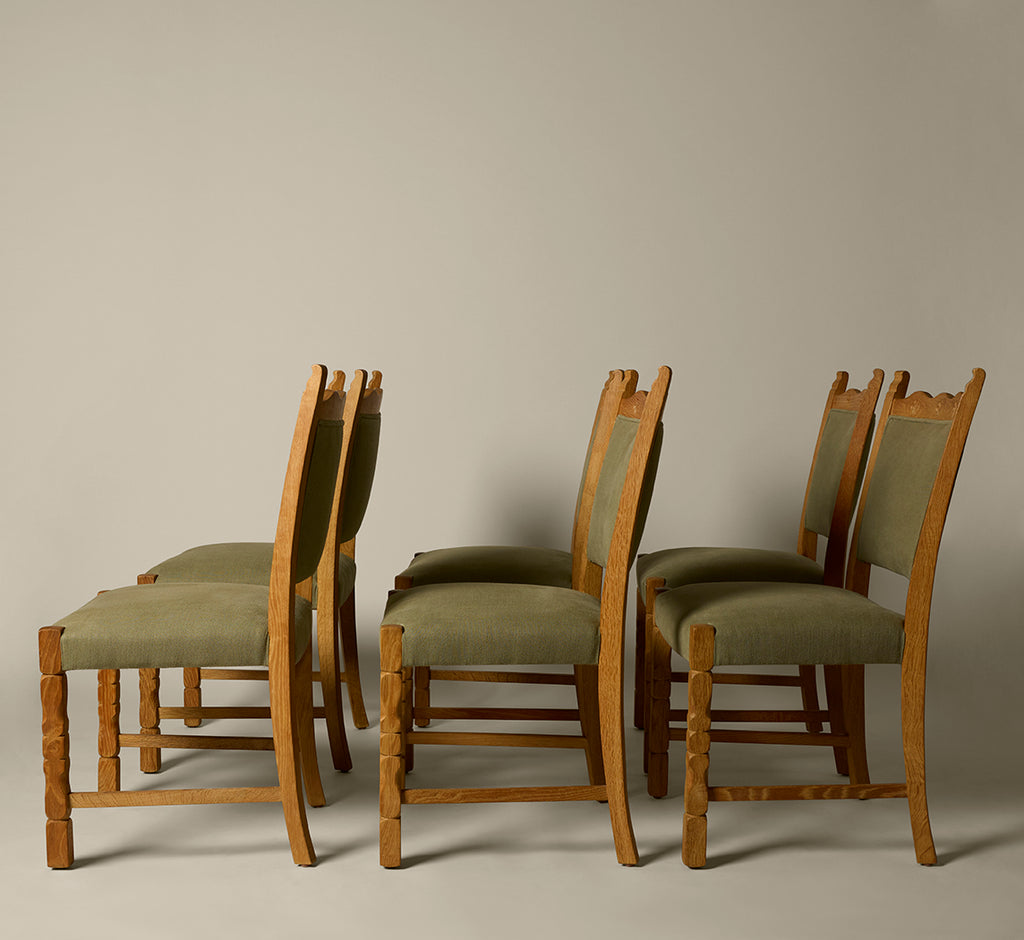 OAK DINING CHAIRS IN THE MANNER OF KJAERNULF (6)