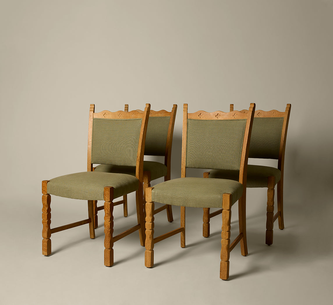 OAK DINING CHAIRS IN THE MANNER OF KJAERNULF (6)