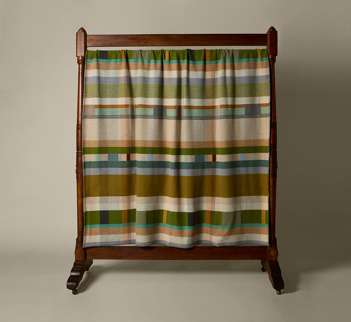 WALLACE + SEWELL X PIERCE & WARD LARGE GREEN BLOCK THROW