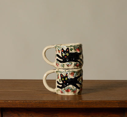 SAVKA CLAY SWEET MUG WITH STRAWBERRIES AND CATS